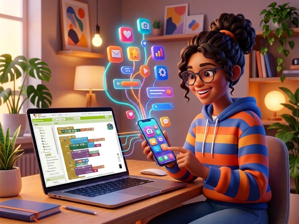 MIT App Inventor ile Mobil Uygulama Geliştirme Atölyesi — Öğrenci mobil uygulama tasarlıyor ve test ediyor