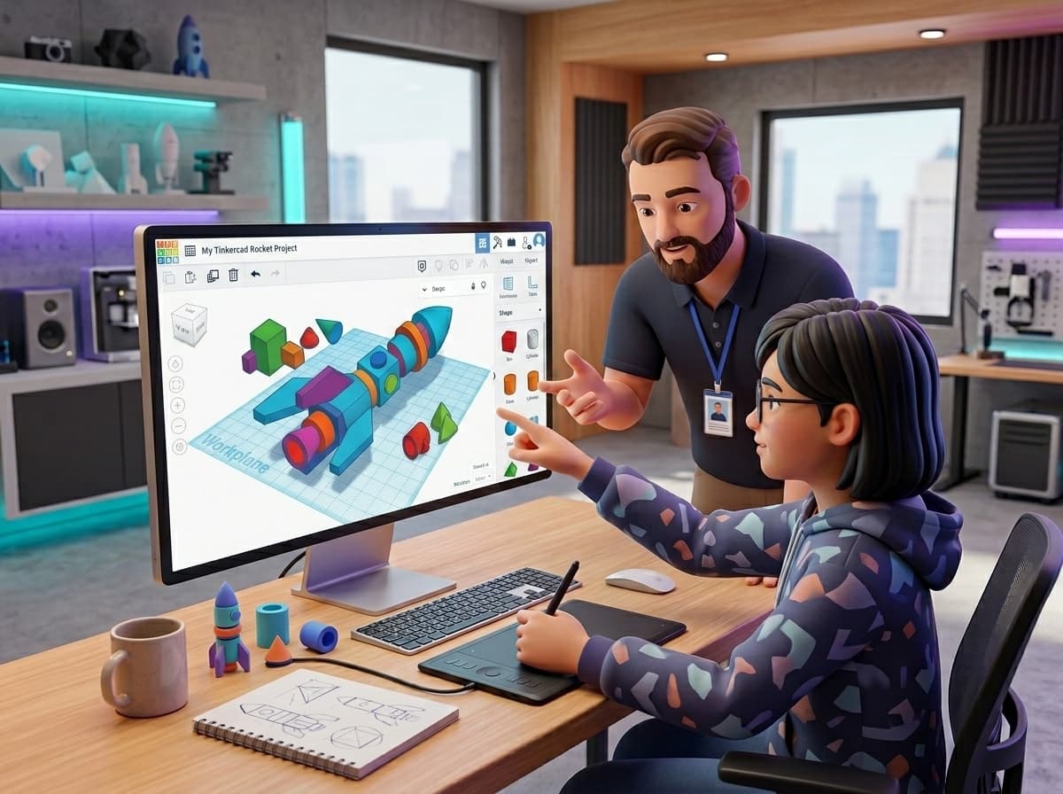 Öğretmen rehberliğinde Tinkercad ile 3D dijital modelleme öğrenimi