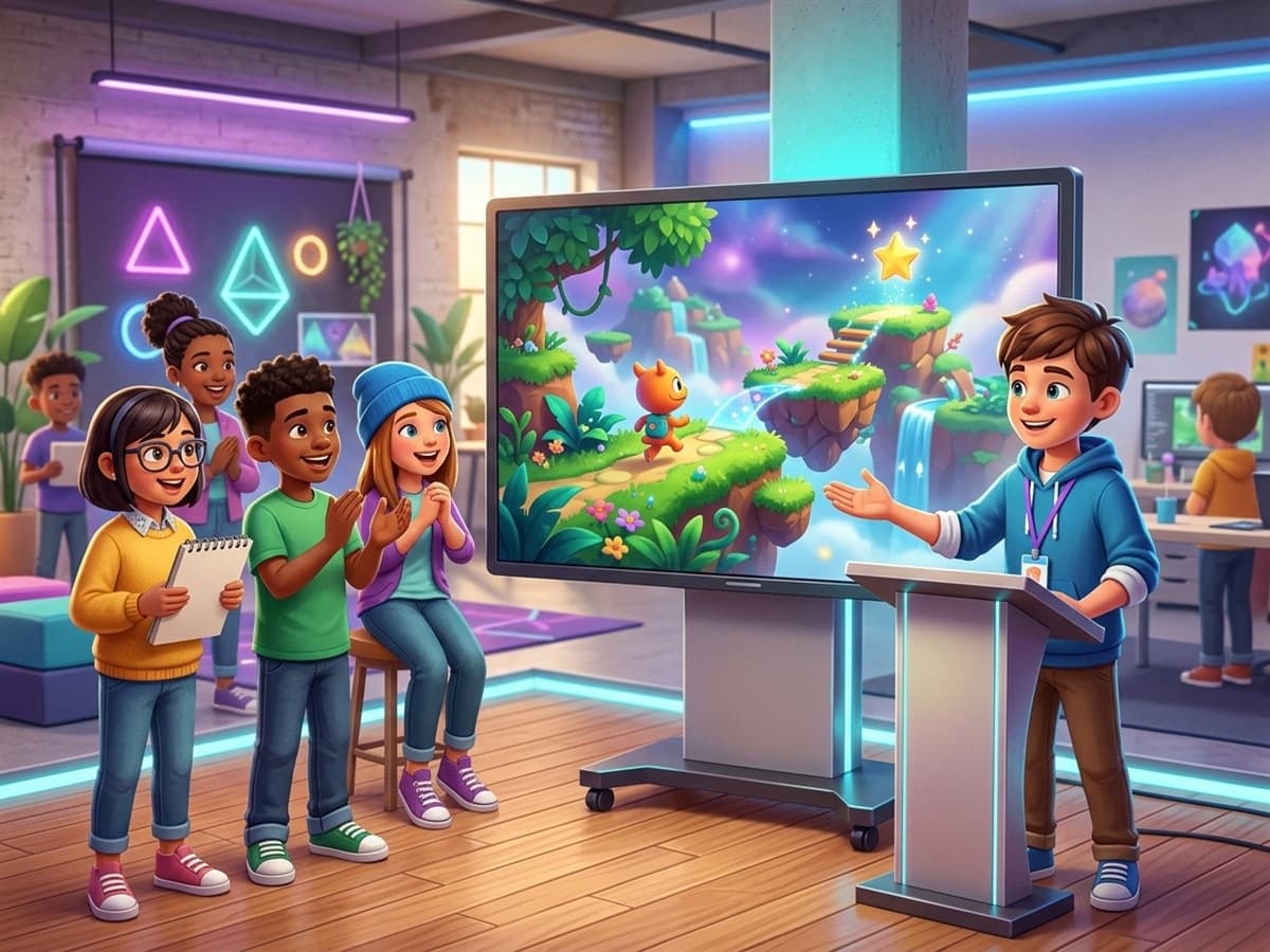 Öğrencinin tasarladığı 3D oyunu sunması ve oynatması