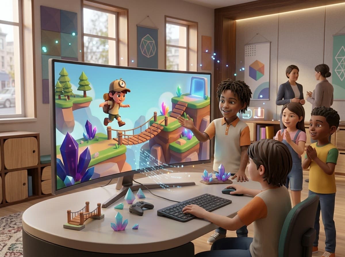 Öğrencinin geliştirdiği 3D oyunu sunması ve oynatması